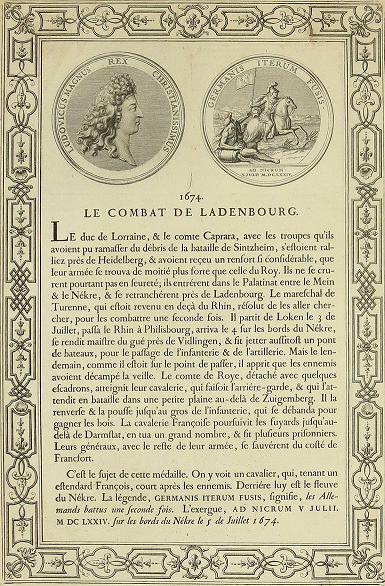 Combat de Ladenburg - Médailles sur les principaux évènements du règne entier de Louis le Grand, avec des explications historiques- par Académie des inscriptions et belles-lettres - 1723